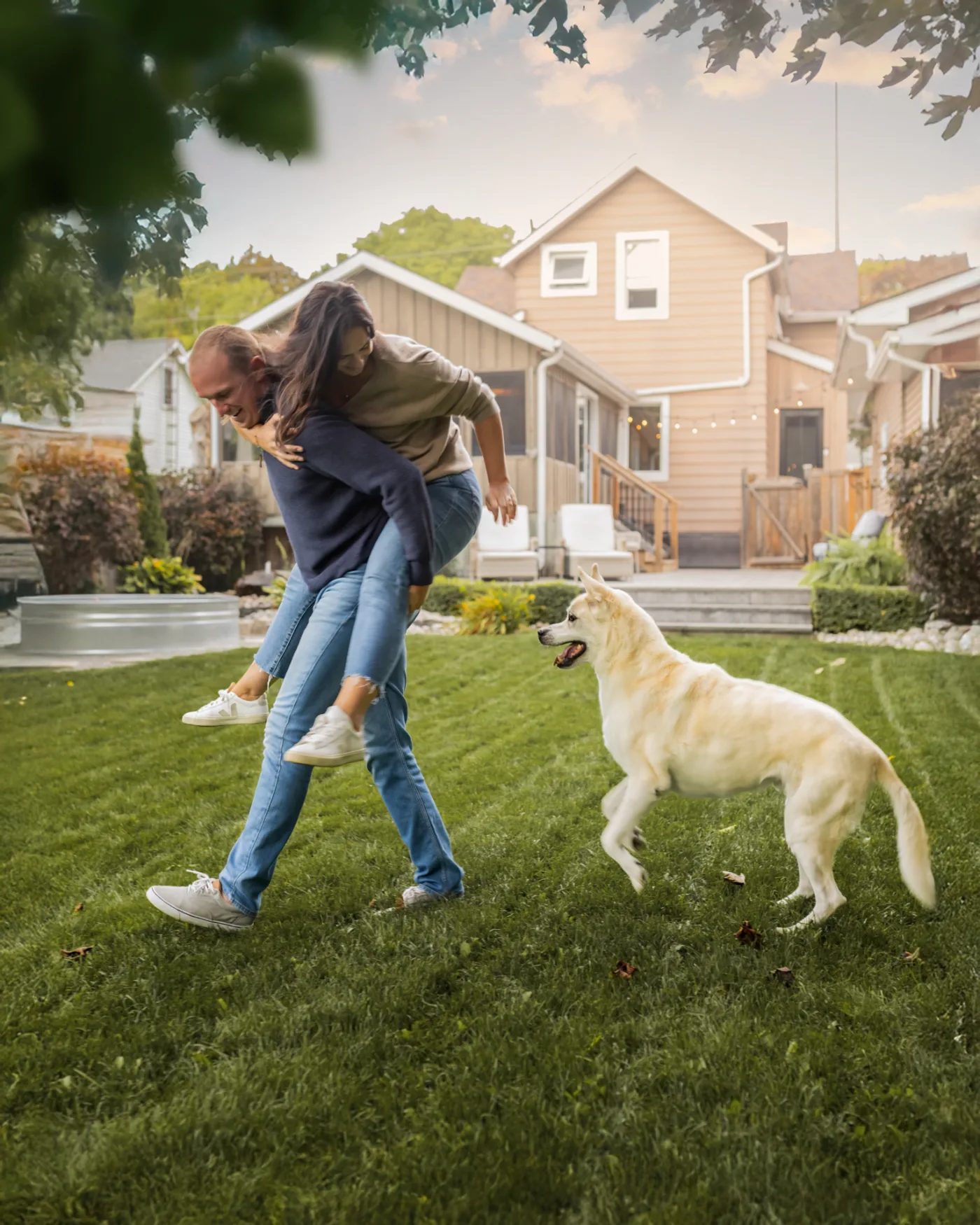 Danny Bell with his partner Amanda and their rescue lab Rocky